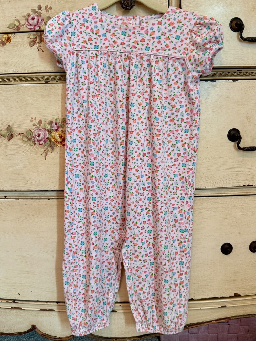 The Beaufort Bonnet Company Pink Floral Girls' Romper